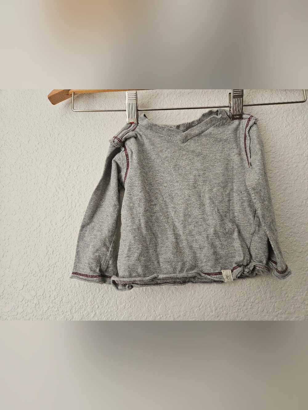 burts bees organic cotton gray long sleeve top, 3 - 6 months neutral minimalist